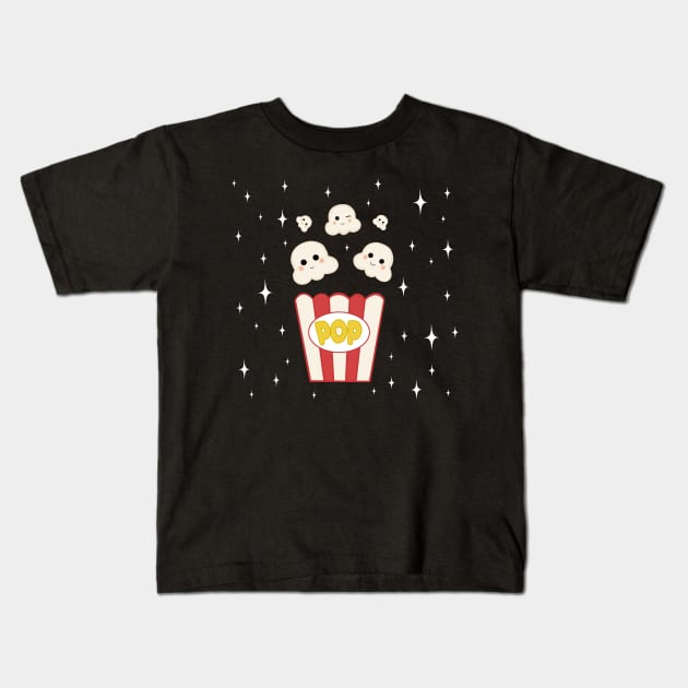 Kawaii Popcorn Kids T-Shirt by valentinahramov